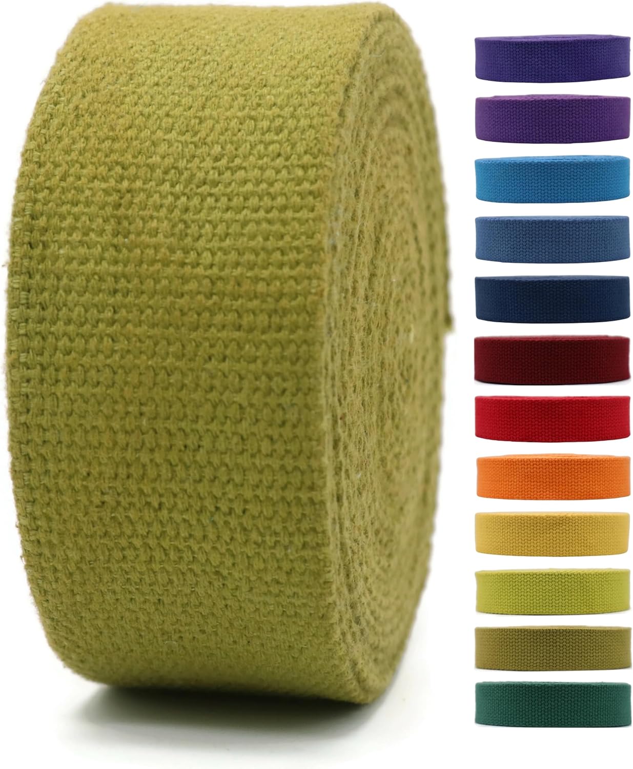 Cotton Webbing 2" & 1.5'' & 1" - 5 Yards - 50+ Colors -%100 Natural Cotton - Turkish Woven - Heavy Duty 1 Inch 1.5 Inch 2 Inch Canvas Webbing for Sewing Straps Bags Climbing Indoors Craft DIY 11305…