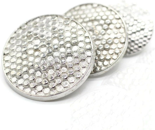 Silver Metal Shank Buttons - 12 Pcs - 2 Size Options - Beehive Vintage Round Metal Shank Buttons for Men Women Blazer Coat Uniform Shirt Suit and Jacket Sewing Craft DIY N1902