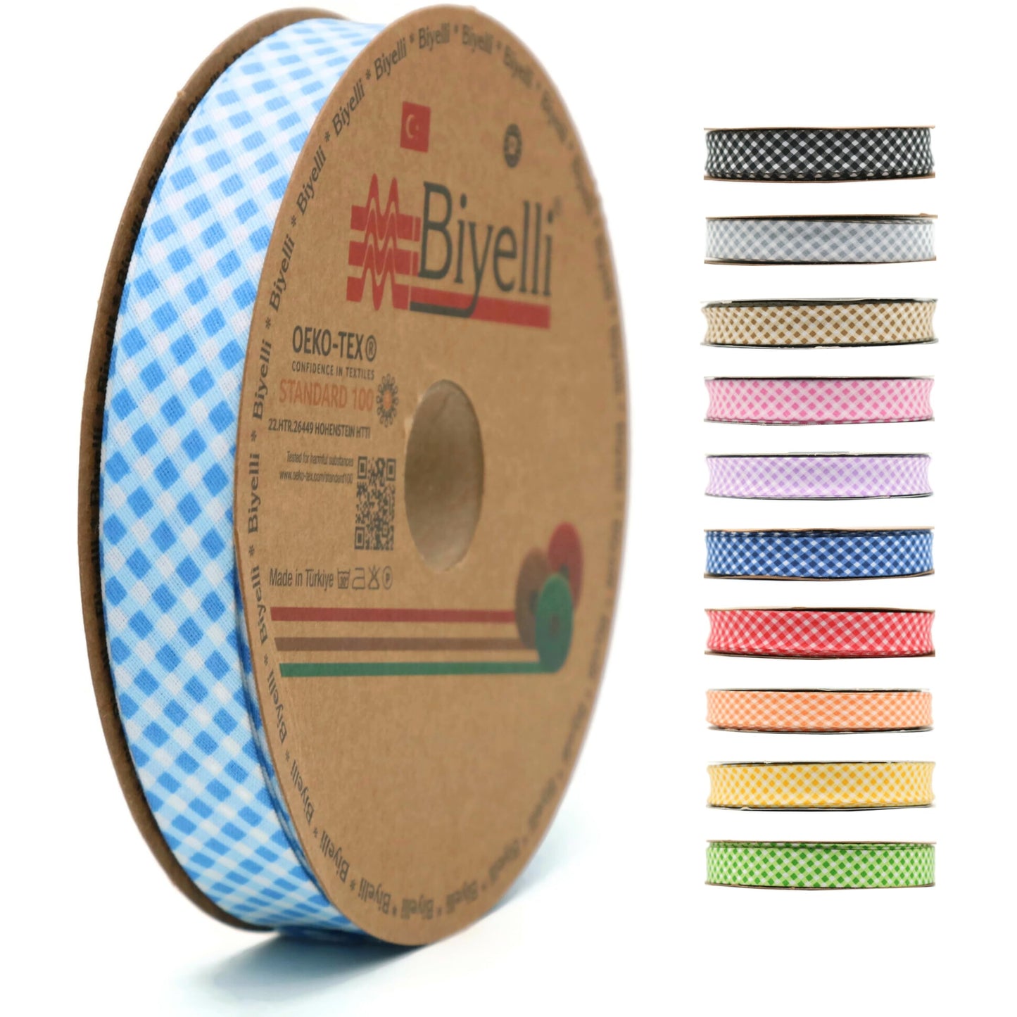 Cotton Fold Bias Binding Tape - 3/4 Inches (20mm) Wide - 27 Yards - Plaid Single Fold Cotton Fold Bias Binding Tape for Sewing Clothing DIY Green E5