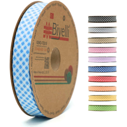 Cotton Fold Bias Binding Tape - 3/4 Inches (20mm) Wide - 27 Yards - Plaid Single Fold Cotton Fold Bias Binding Tape for Sewing Clothing DIY Black E10