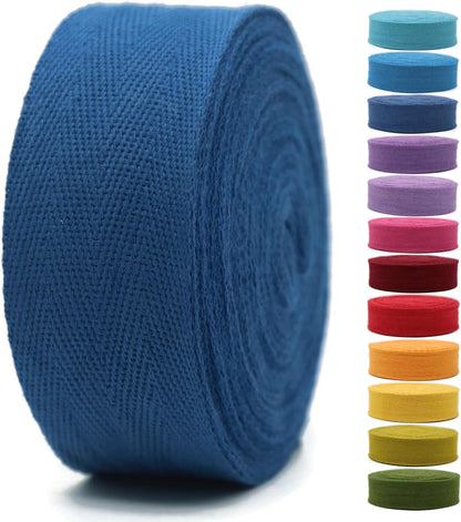 Cotton Twill Tape 1" & 1.5" & 2" - 10 Yards - 50+ Colors -%100 Natural Cotton 1 Inch 1.5 Inch 2 Inch Herringbone Bias Binding Cotton Tape Trim for Sewing Wrapping Craft DIY Navy Blue 10424