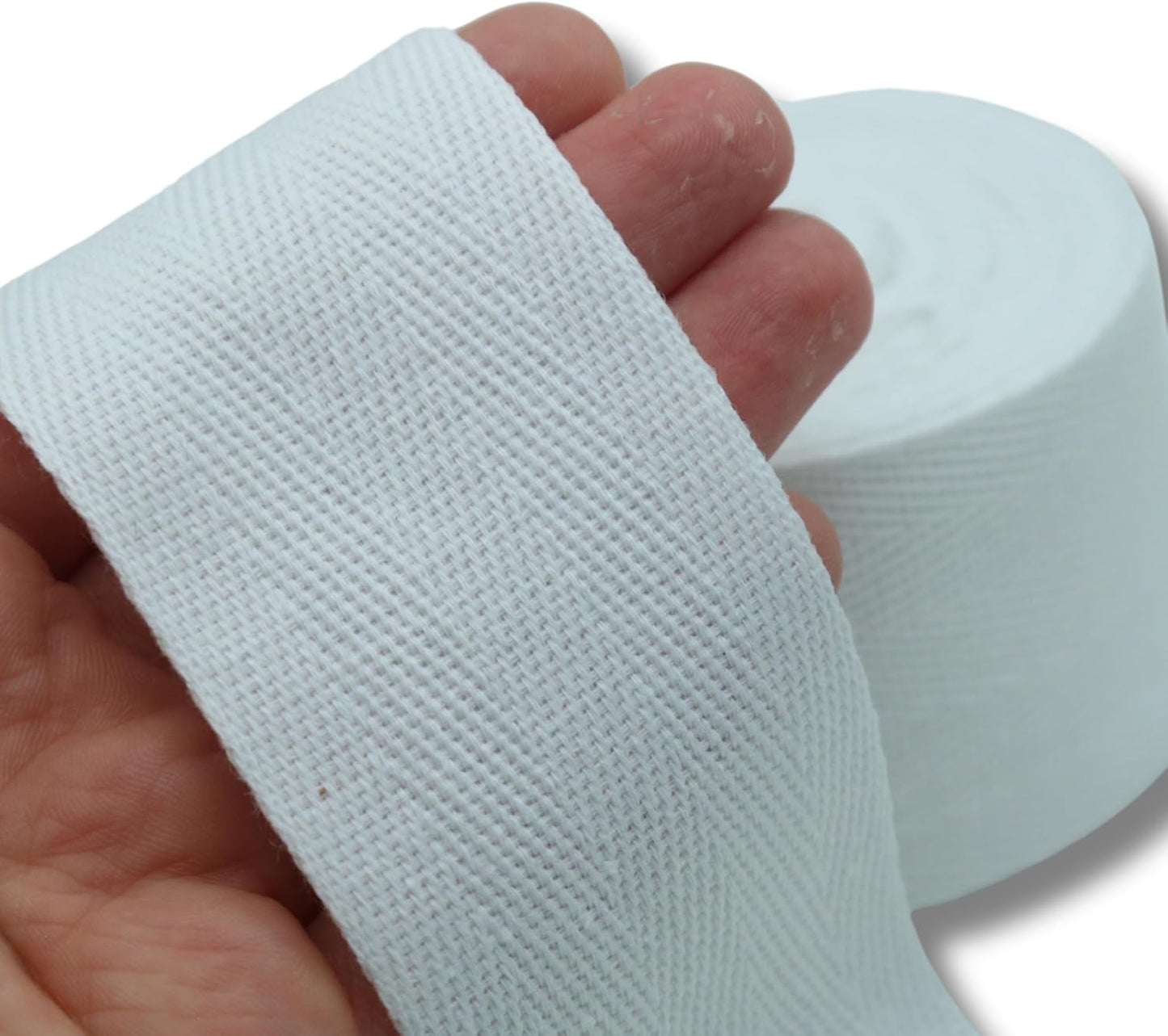 Cotton Twill Tape 2" & 1.5" & 1" - 10 Yards - 50+ Colors -%100 Natural Cotton 1 Inch 1.5 Inch 2 Inch Herringbone Bias Binding Cotton Tape Trim for Sewing Wrapping Craft DIY White 10605