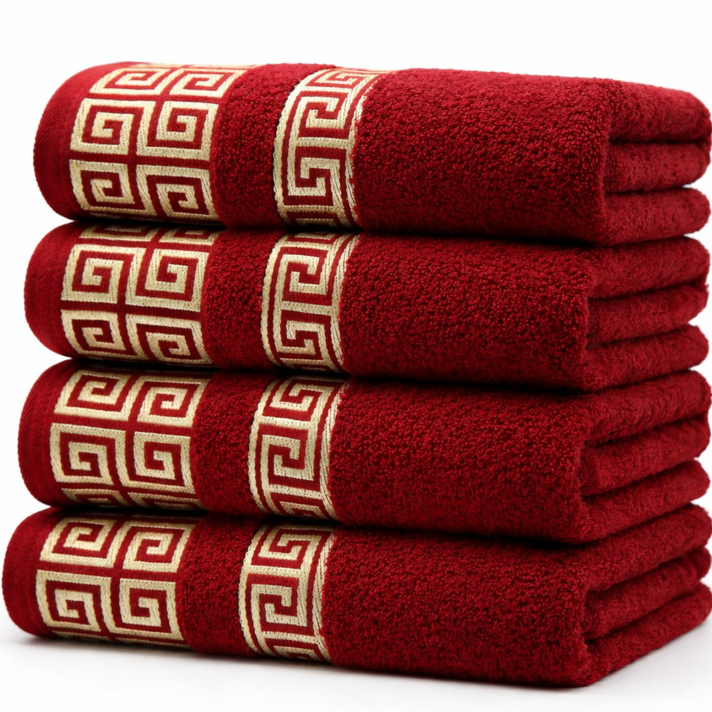 6-Piece Greek Key Towel Set — White
