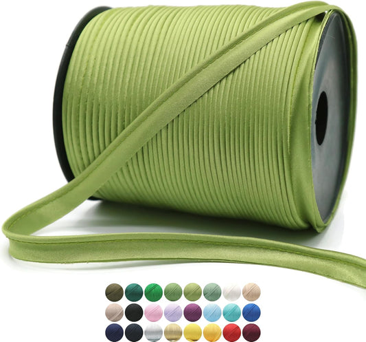 Pine Green Swiss Luxury Satin Piping Trim - 10 Yards - 25+ Colors - Satin Shiny Double Fold Piping Bias Tape Binding Lip Cord Welting Cord with Spool for Sewing Clothing Trimming Upholstery SP265210…