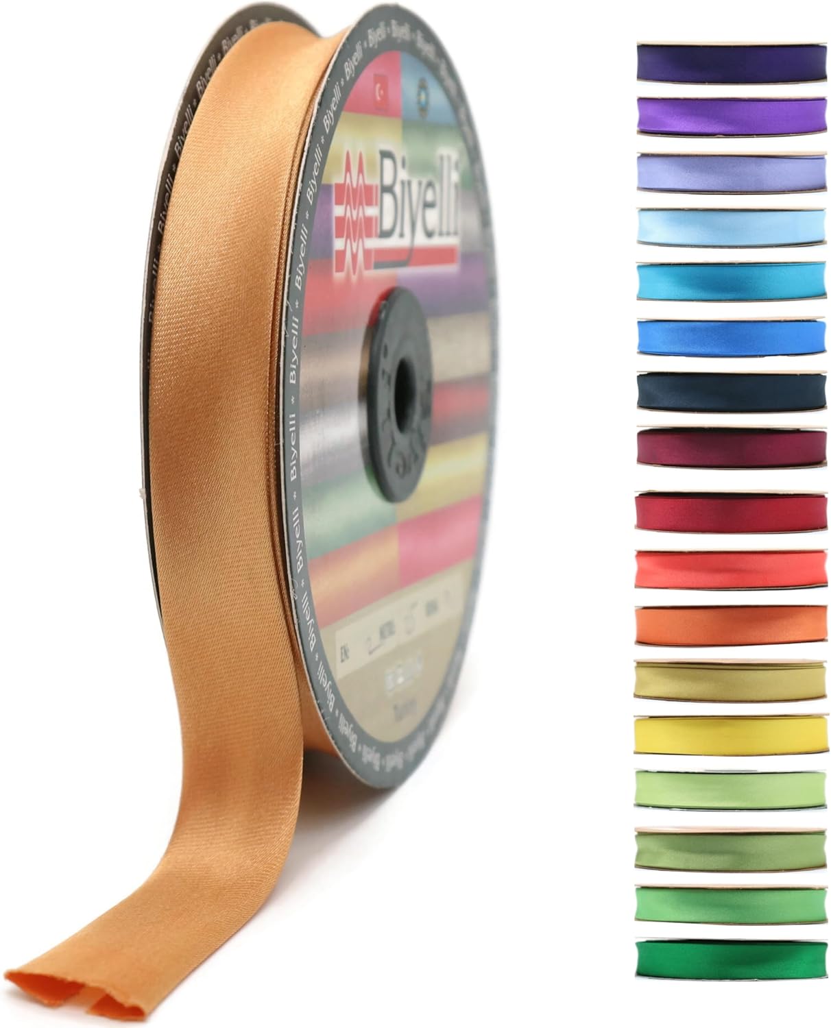 Fold Satin Bias Tape - 99+ Colors - 3/4 Inches Wide - 27 Yards - Fold Satin Binding Bias Ribbon Fabric Piping Bias Binding Tape for Sewing Clothing DIY (96. Blush Tan) BYS96