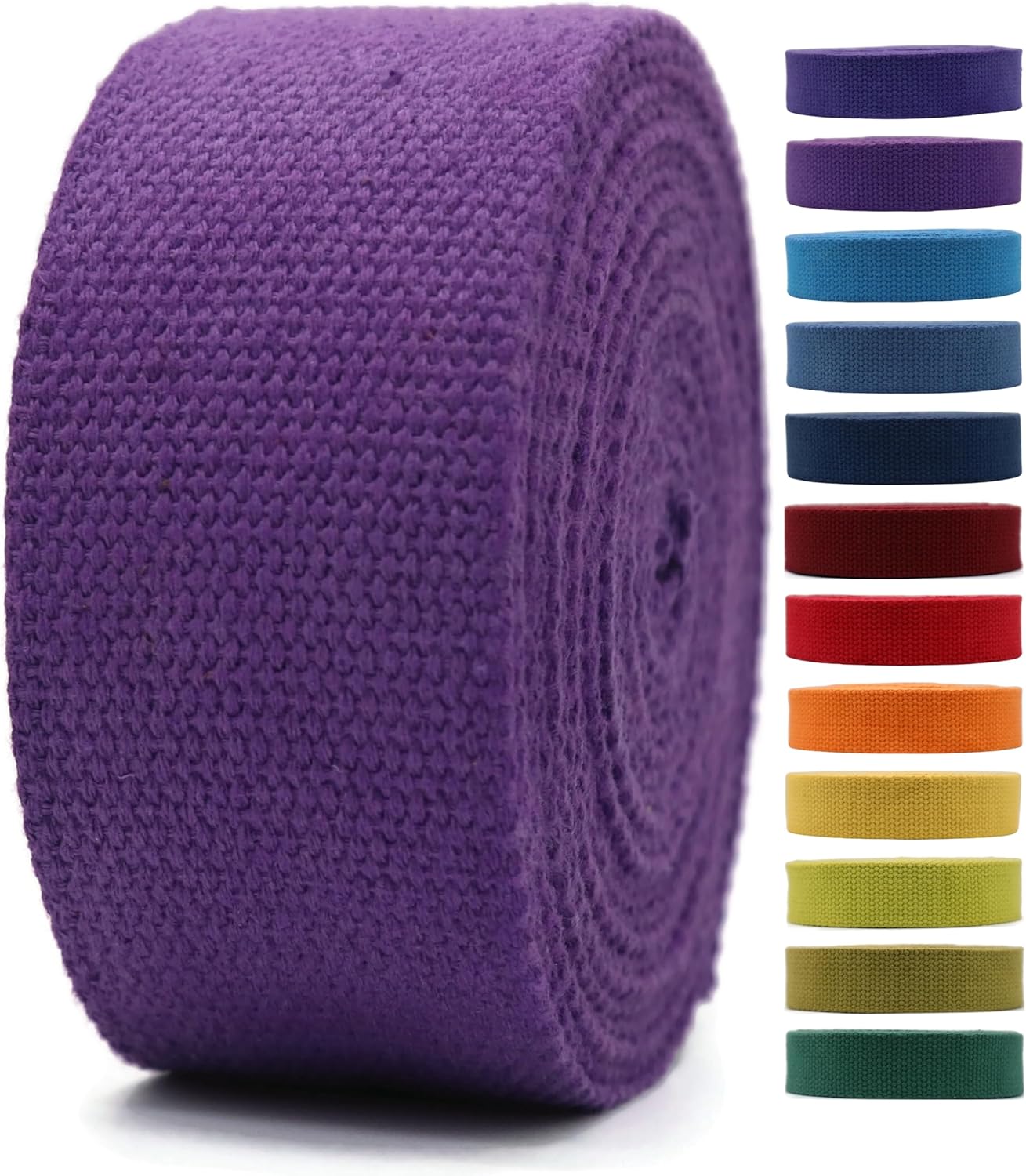 Cotton Webbing 2" & 1.5'' & 1" - 5 Yards - 50+ Colors -%100 Natural Cotton - Turkish Woven - Heavy 1 Inch 1.5 Inch 2 Inch Purple Canvas Webbing for Sewing Straps Bag Climbing Indoors Craft DIY 11245…