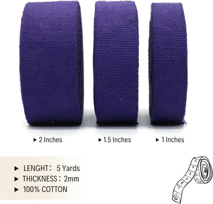 Cotton Webbing 2" & 1.5'' & 1" - 5 Yards - 50+ Colors -%100 Natural Cotton - Turkish Woven - Heavy 1 Inch 1.5 Inch 2 Inch Canvas Webbing for Sewing Straps Bags Climbing Indoors Craft DIY 11255…