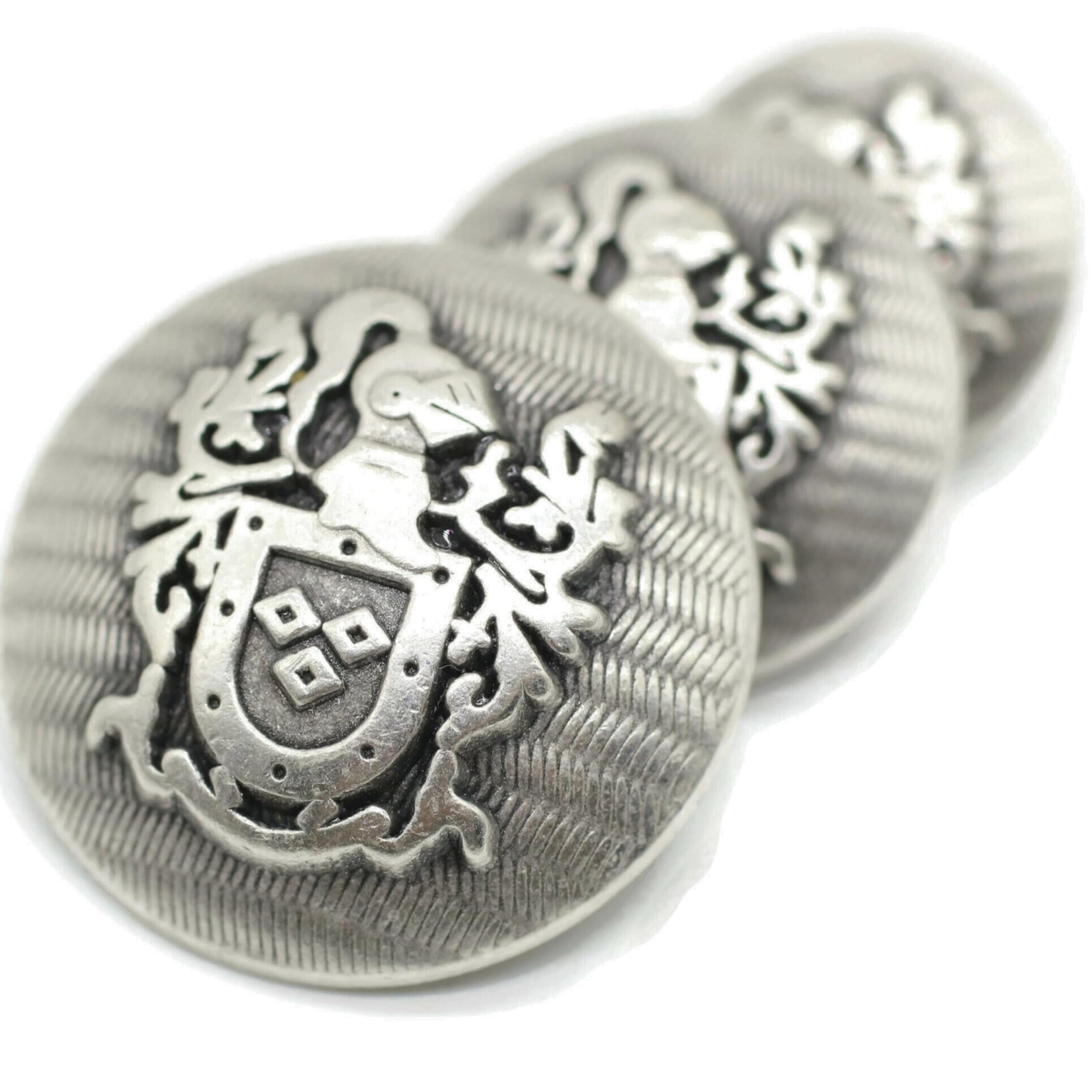 Silver Metal Shank Buttons - 12 Pcs - 3 Size Options - Luxury Knight of Kingdom Round Metal Shank Buttons for Men Women Blazer Coat Uniform Shirt Suit and Jacket Sewing Craft DIY N6801