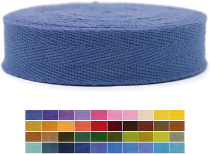 1'' & 1.18'' & 1.5'' Herringbone Cotton Twill Tape - 10 Yards - 50+ Colors - Natural Cotton Herringbone Bias Binding Trim for Sewing Wrapping Craft DIY 10262 (Indigo)