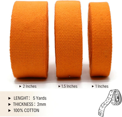 2" & 1.5'' & 1" Cotton Webbing - 5 Yards - 50+ Colors -%100 Natural Cotton - Turkish Weave - Heavy Duty 1 Inch 1.5 Inch 2 Inch Webbing for Sewing Straps Wrapping Climbing Indoors Craft DIY 11155…