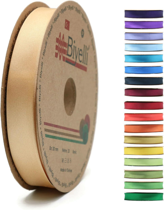 Fold Satin Bias Tape - 99+ Colors - 3/4 Inches Wide - 27 Yards - Fold Satin Binding Bias Ribbon Fabric Piping Bias Binding Tape for Sewing Clothing DIY (35. Peach) BYS35