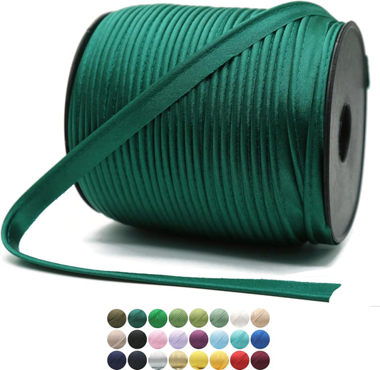 Fern Green Satin Piping Trim - 109 Yards - 25+ Colors - Satin Shiny Single Fold Piping Bias Tape Binding Lip Cord Welting Cord with Spool for Sewing Clothing Trimming Upholstery SP2655…
