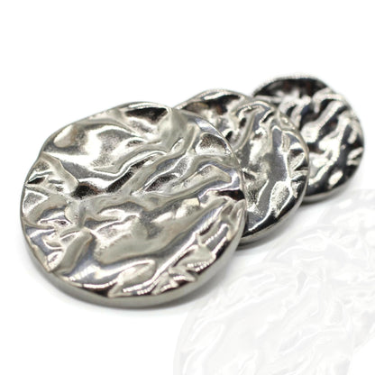 Wrinkle Silver Metal Shank Buttons - 12 Pcs - 4 Size Options - Luxury Wrinkle Round Wave Metal Shank Buttons for Men Women Blazer Coat Uniform Shirt Suit and Jacket Sewing Craft DIY G4240…