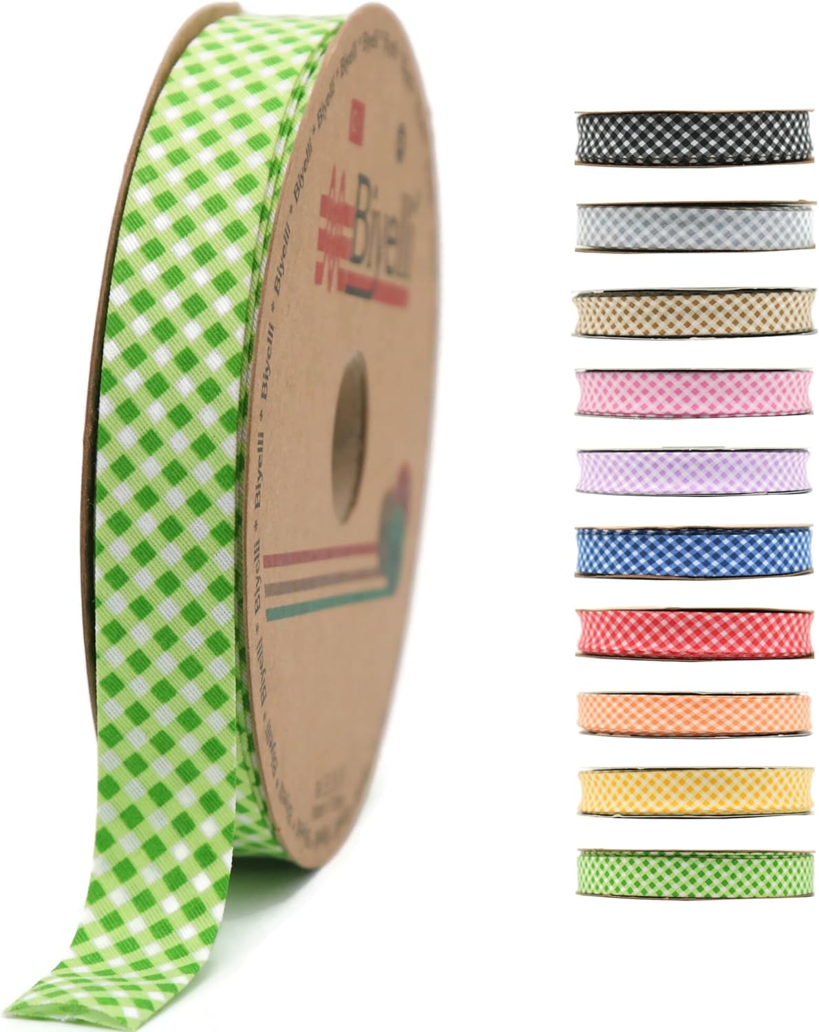 Cotton Fold Bias Binding Tape - 3/4 Inches (20mm) Wide - 27 Yards - Plaid Single Fold Cotton Fold Bias Binding Tape for Sewing Clothing DIY Green E5