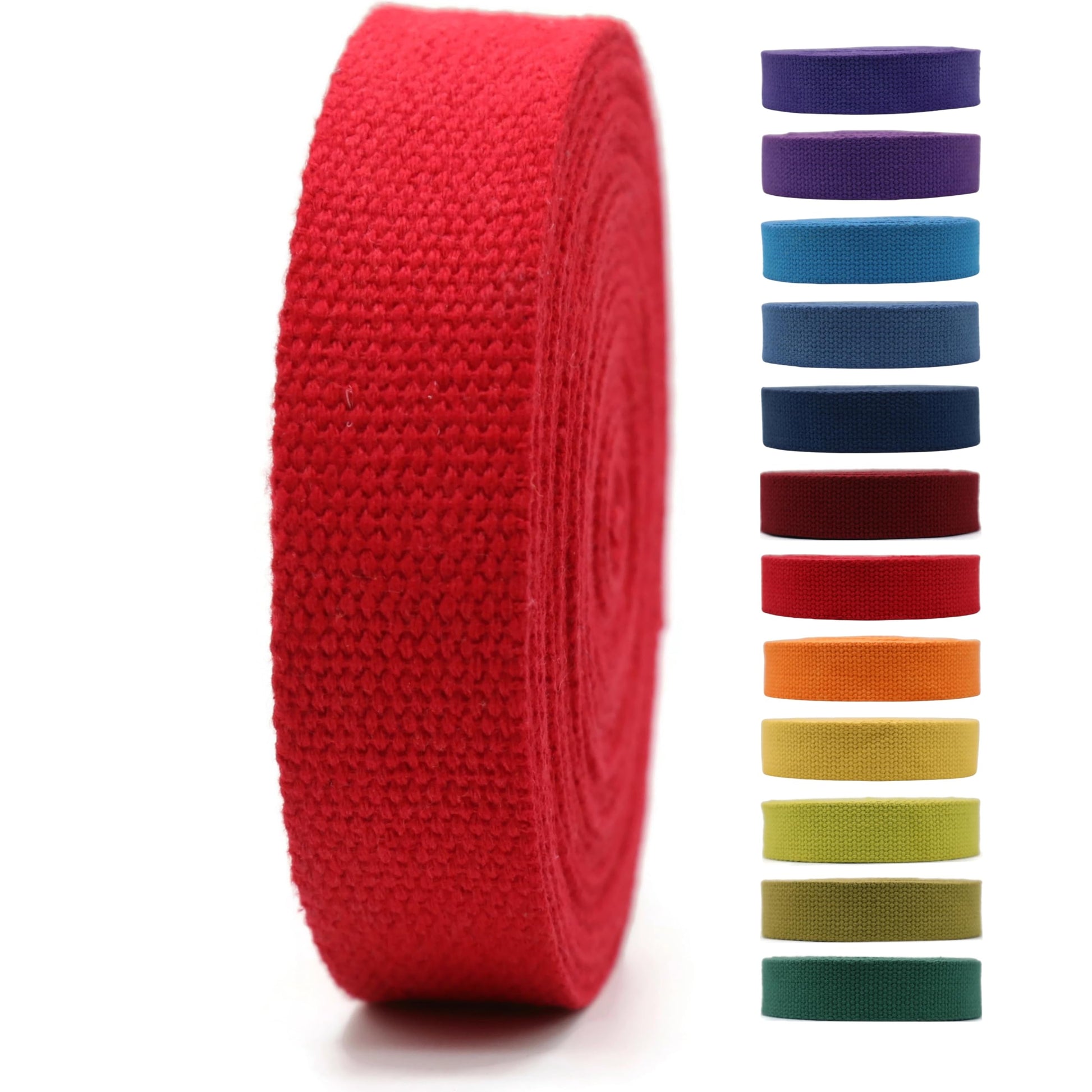 2" & 1.5'' & 1" Cotton Webbing - 5 Yards - 50+ Colors -%100 Natural Cotton - Turkish Weave - Heavy Duty 1 Inch 1.5 Inch 2 Inch Webbing for Sewing Straps Wrapping Climbing Indoors Craft DIY 11175…