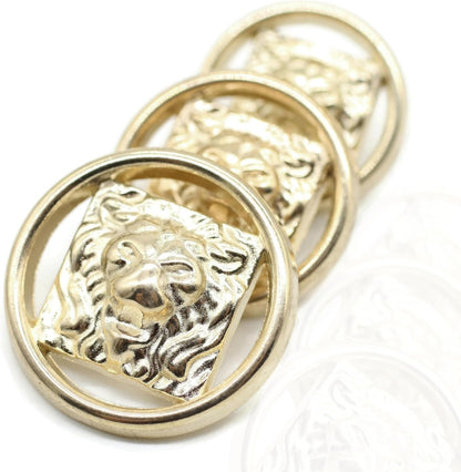 Lion Gold Metal Shank Buttons - 12 Pcs - 4 Size Options - Luxury Lion Round Wave Metal Shank Buttons for Men Women Blazer Coat Uniform Shirt Suit and Jacket Sewing Craft DIY LN4933…