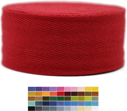 2" & 1.5" & 1.18' & 1" Cotton Herringbone Bias Binding Tape - 10 Yards - Apple Red - 100% Natural Cotton - Sewing, Wrapping, Craft, DIY