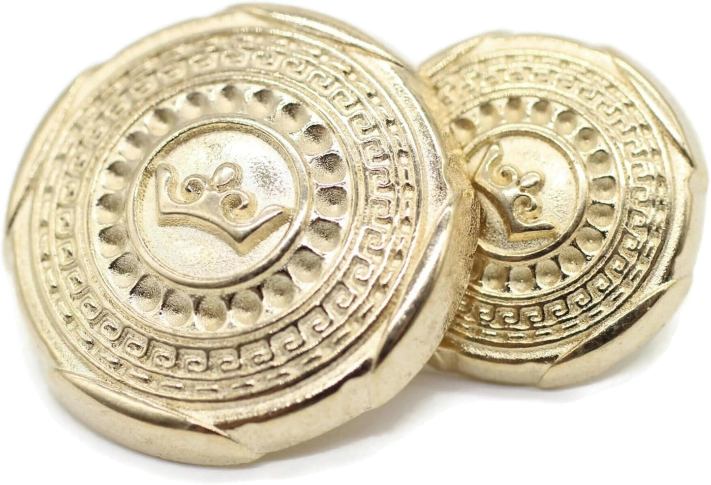 Gold Metal Shank Buttons - 12 Pcs - 2 Size Options - Luxury Kingdom Crown Round Metal Shank Buttons for Men Women Blazer Coat Uniform Shirt Suit and Jacket Sewing Craft DIY N0702