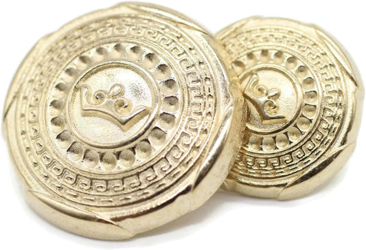 Gold Metal Shank Buttons - 12 Pcs - 2 Size Options - Luxury Kingdom Crown Round Metal Shank Buttons for Men Women Blazer Coat Uniform Shirt Suit and Jacket Sewing Craft DIY N0702
