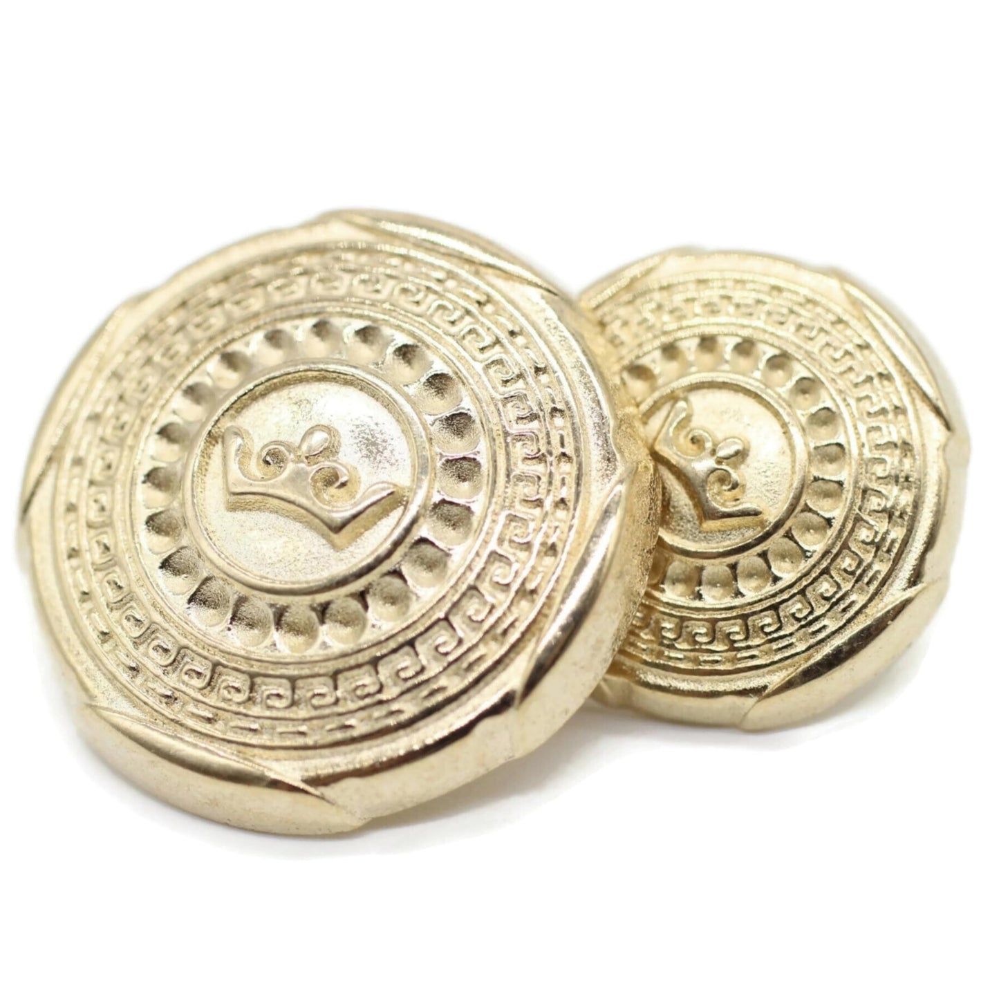 Gold Metal Shank Buttons - 12 Pcs - 2 Size Options - Luxury Kingdom Crown Round Metal Shank Buttons for Men Women Blazer Coat Uniform Shirt Suit and Jacket Sewing Craft DIY N0702