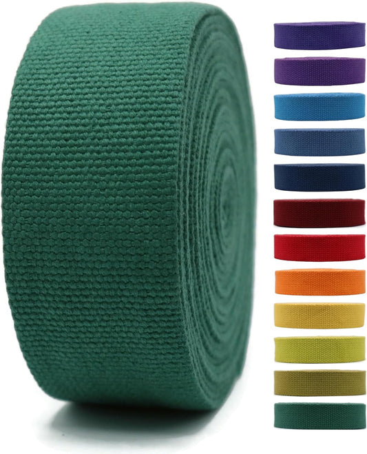 Cotton Webbing 2" & 1.5'' & 1" - 5 Yards - 50+ Colors -%100 Natural Cotton - Turkish Woven - Heavy 1 Inch 1.5 Inch 2 Inch Green Canvas Webbing for Sewing Straps Bags Climbing Indoors Craft DIY 11345…