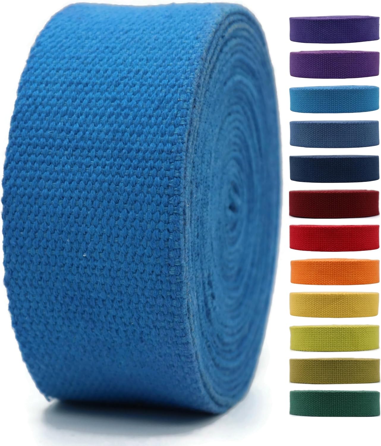 Cotton Webbing 2" & 1.5'' & 1" - 5 Yards - 50+ Colors -%100 Natural Cotton - Turkish Woven - Heavy 1 Inch 1.5 Inch 2 Inch Canvas Webbing for Sewing Straps Bags Climbing Indoors Craft DIY 11405…