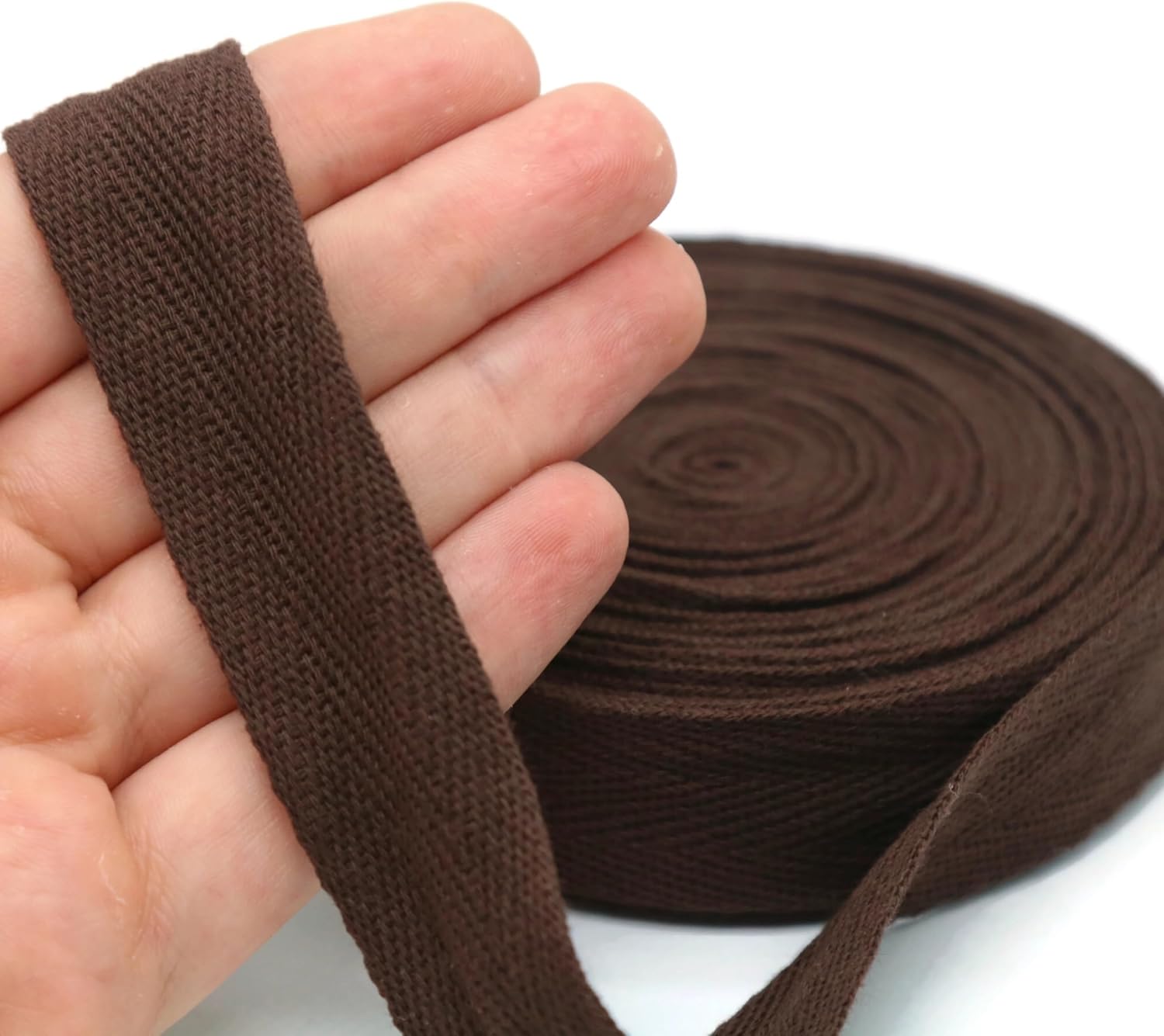 Cotton Twill Tape 1" & 1.5'' & 2" - 10 Yards - 50+ Colors -%100 Natural Cotton 1 Inch 1.5 Inch 2 Inch Herringbone Bias Binding Cotton Twill Tape Trim for Sewing Wrapping Craft DIY (Coffee) 10502