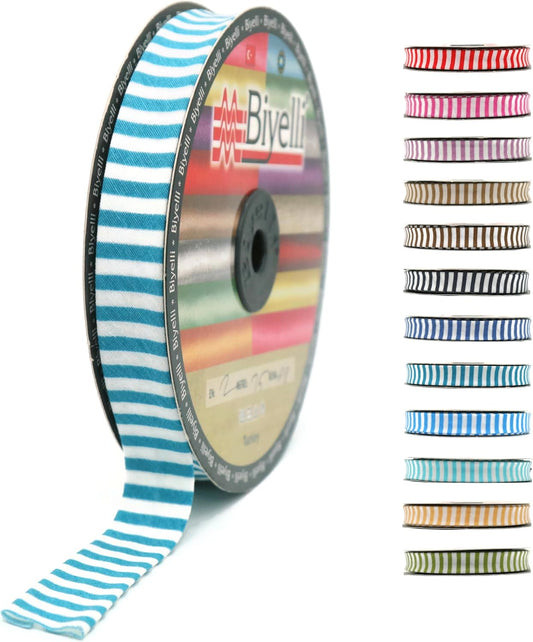 Cotton Fold Bias Binding Tape - 3/4 Inches (20mm) Wide - 27 Yards - Plaid Single Fold Cotton Fold Bias Binding Tape for Sewing Clothing DIY Lapis Blue F8