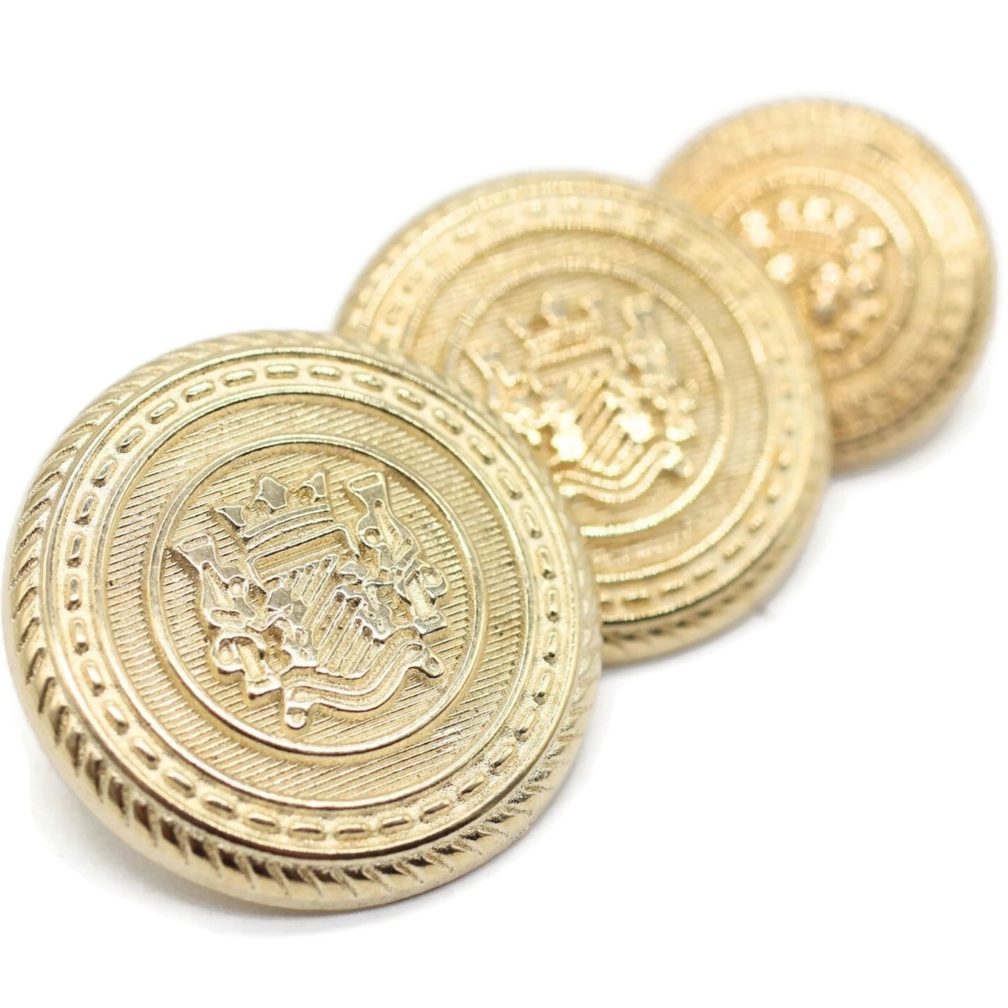 Gold Metal Shank Buttons - 12 Pcs - 3 Size Options - Kingdom Round Metal Shank Buttons for Men Women Blazer Coat Uniform Shirt Suit and Jacket Sewing Craft DIY N4002