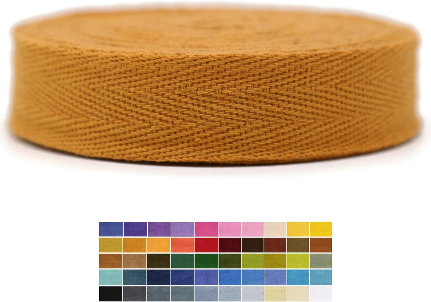 1" & 1.18" & 1.5'' & 2" Cotton Twill Tape - 10 Yards - 50+ Colors -%100 Natural Cotton 1 Inch 1.5 Inch 2 Inch Herringbone Bias Binding Cotton Tape Trim for Sewing Wrapping Craft DIY 10142 (MeriGold)…