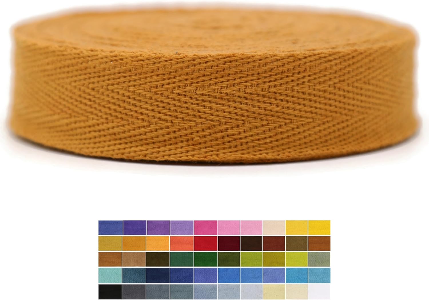 1" & 1.18" & 1.5'' & 2" Cotton Twill Tape - 10 Yards - 50+ Colors -%100 Natural Cotton 1 Inch 1.5 Inch 2 Inch Herringbone Bias Binding Cotton Tape Trim for Sewing Wrapping Craft DIY 10142 (MeriGold)…