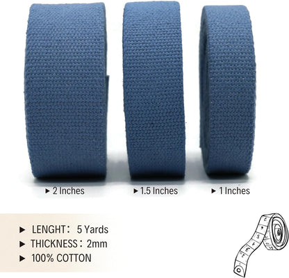 Cotton Webbing 2" & 1.5'' & 1" - 5 Yards - 50+ Colors -%100 Natural Cotton - Turkish Woven - Heavy 1 Inch 1.5 Inch 2 Inch Canvas Webbing for Sewing Straps Bags Climbing Indoors Craft DIY 11395…