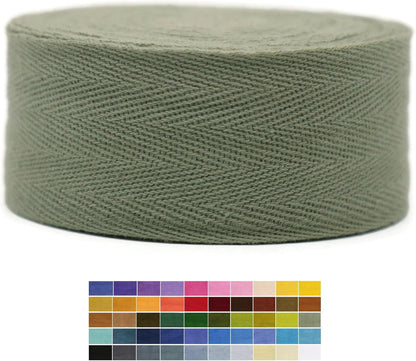 2" & 1.5" & 1.18' & 1" Cotton Herringbone Bias Binding Tape - 10 Yards - Green - 100% Natural Cotton - Sewing, Wrapping, Craft, DIY