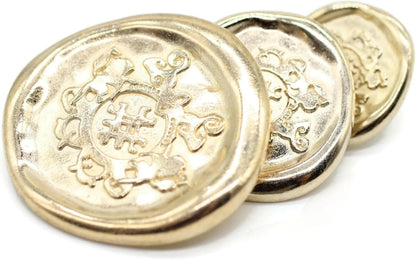 Gold Metal Shank Buttons - 12 Pcs - 3 Size Options - Antique Kingdom Round Metal Shank Buttons for Men Women Blazer Coat Uniform Shirt Suit and Jacket Sewing Craft DIY N2503