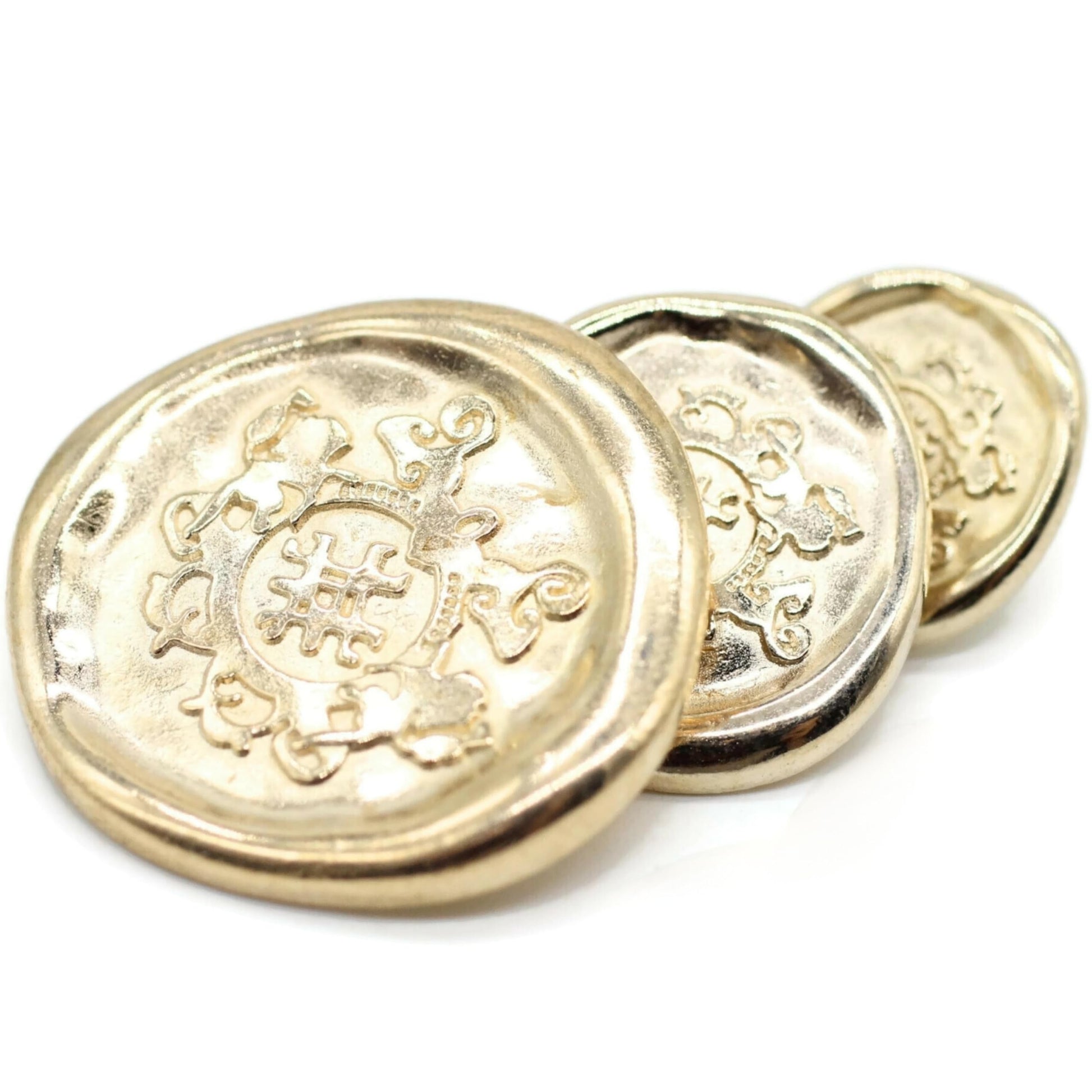 Gold Metal Shank Buttons - 12 Pcs - 3 Size Options - Antique Kingdom Round Metal Shank Buttons for Men Women Blazer Coat Uniform Shirt Suit and Jacket Sewing Craft DIY N2503