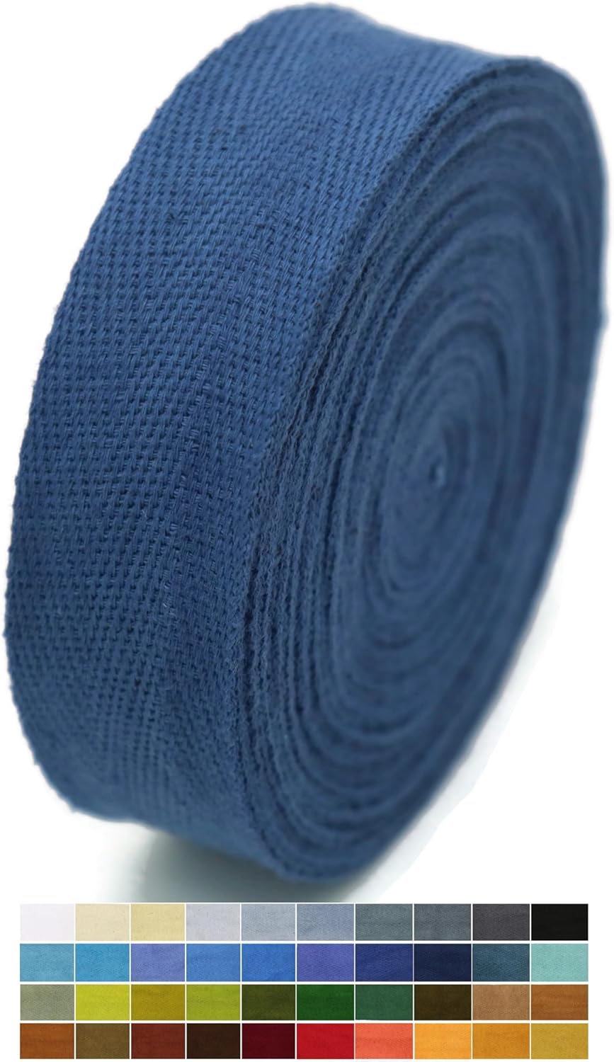 1" & 1.18" & 1.5'' & 2" Cotton Twill Tape - 10 Yards - 50+ Colors -%100 Cotton 1 Inch 1.5 Inch 2 Inch Herringbone Bias Binding Cotton Tape Trim for Sewing Wrapping Craft DIY 10382 (Admiral Blue)…