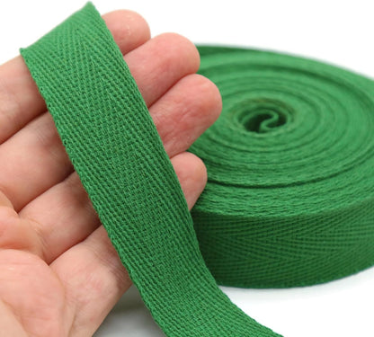 1" & 1.18" & 1.5'' & 2" Cotton Twill Tape - 10 Yards - 50+ Colors -%100 Natural 1 Inch 1.5 Inch 2 Inch Herringbone Bias Binding Cotton Tape Trim for Sewing Wrapping Craft DIY 10332 (JuniperGreen)