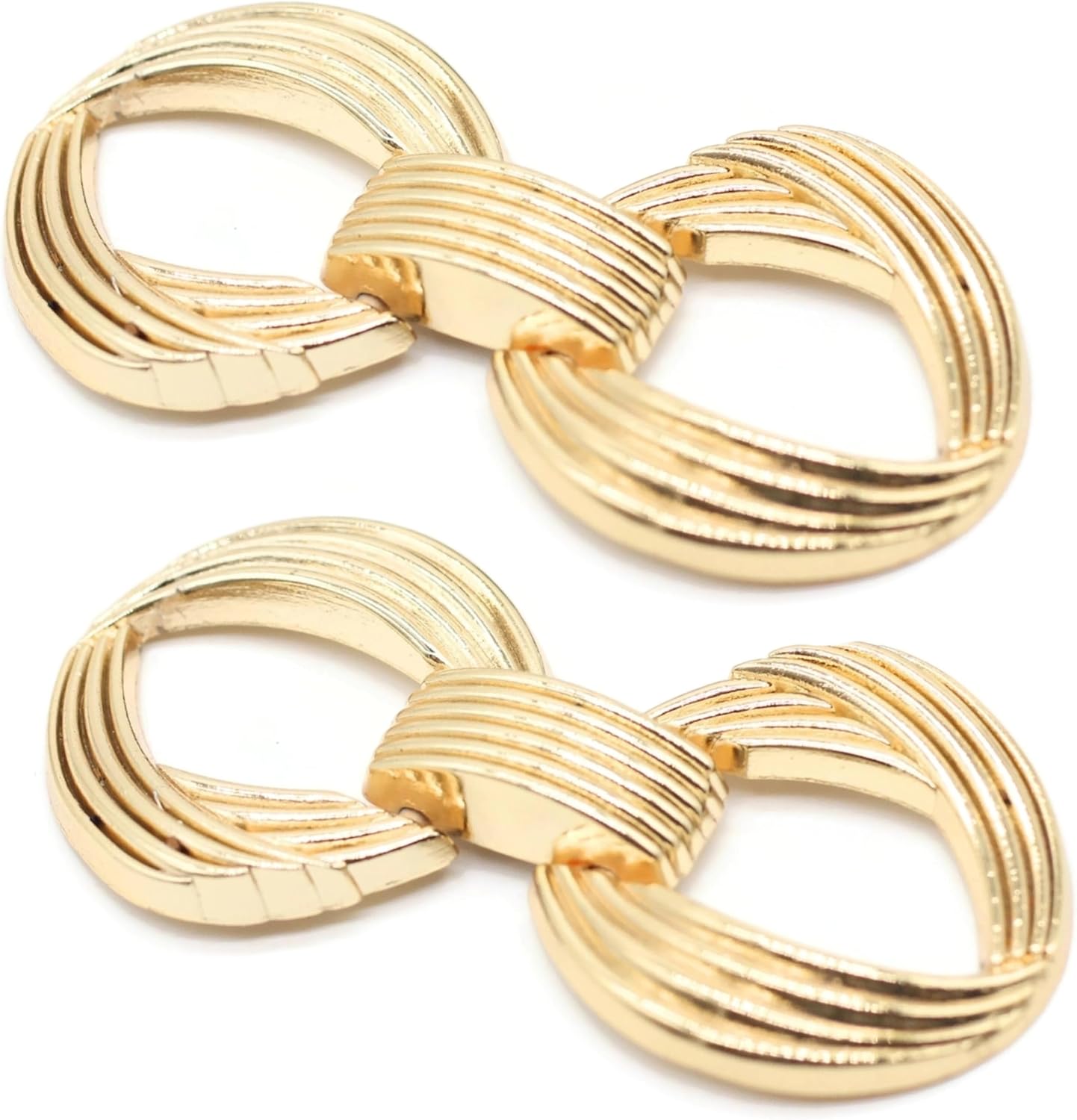 2.65 Inch (67mm) Gold Zinc Alloy Metal Shoe Buckle - 2 Pcs - Vintage, Western Style