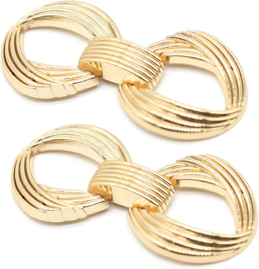 2.65 Inch (67mm) Gold Zinc Alloy Metal Shoe Buckle - 2 Pcs - Vintage, Western Style