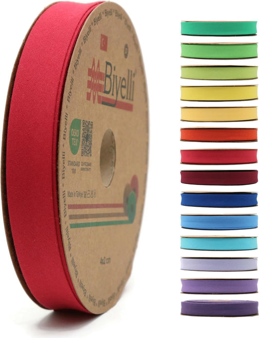 Cotton Fold Bias Tape - 3/4 Inches (20mm) Wide - 27 Yards - 65+ Colors - Single Fold Cotton Fold Bias Binding Tape for Sewing Clothing DIY (34. Wine Red) D34