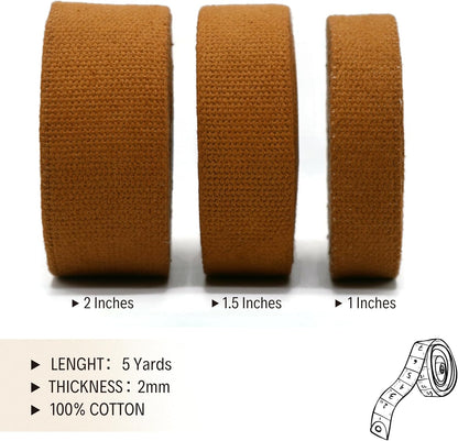 Cotton Webbing 2" & 1.5'' & 1" - 5 Yards - 50+ Colors -%100 Natural Cotton - Turkish Woven - Heavy Duty1 Inch 1.5 Inch 2 Inch Canvas Webbing for Sewing Straps Bags Climbing Indoors Craft DIY 11465…