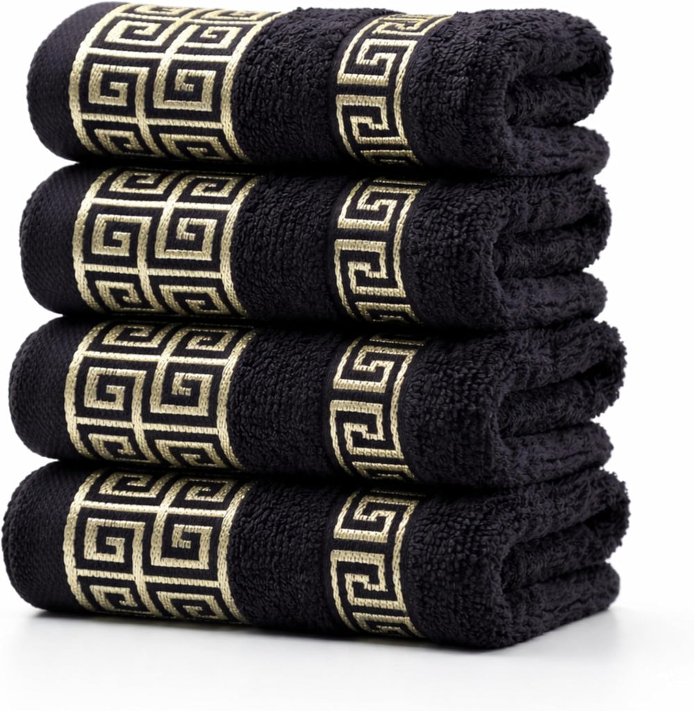 Greek Key Washcloth Set of 4 — Black