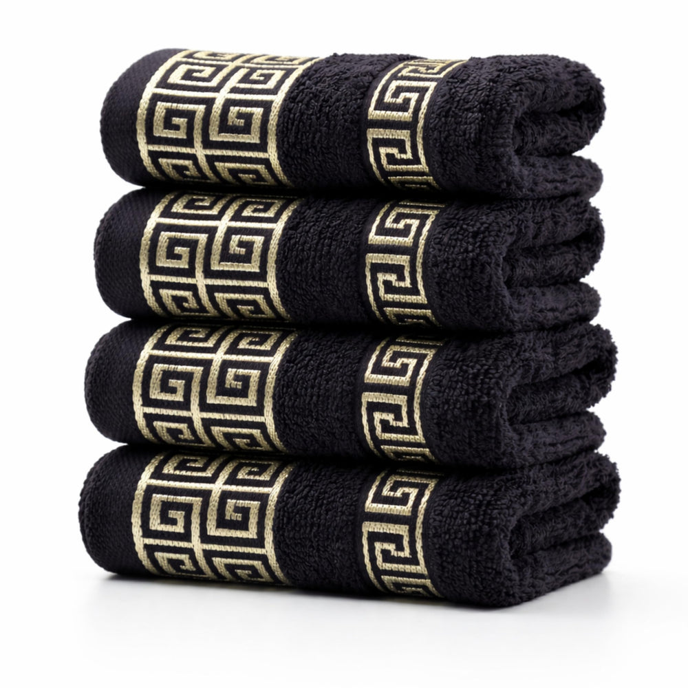 4-Piece Greek Key Bath Towel Set — White