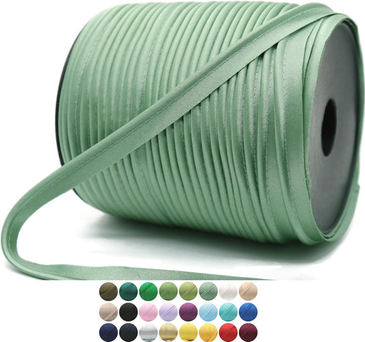 Mutedsage Satin Piping Trim - 10 Yards - 25+ Colors - Satin Shiny Double Fold Piping Bias Tape Binding Lip Cord Welting Cord with Spool for Sewing Clothing Trimming Upholstery SP265110…