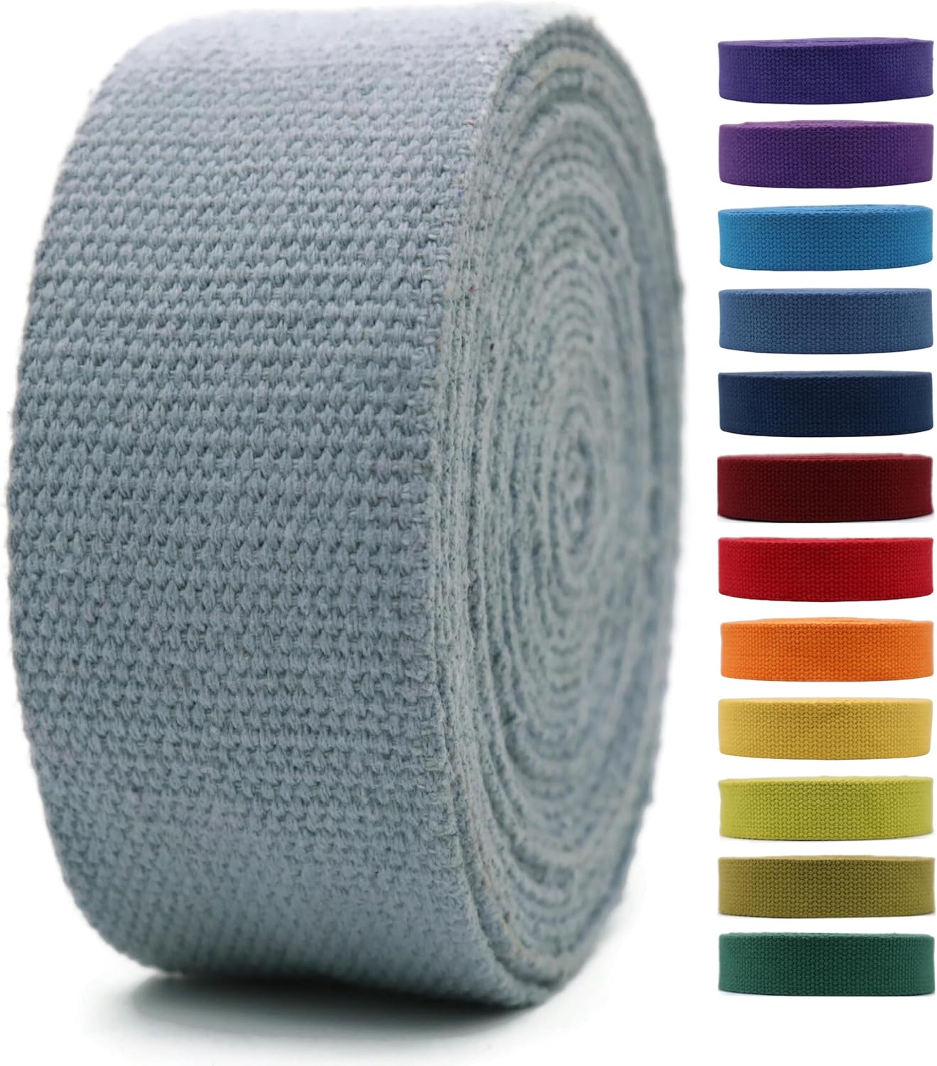 2" & 1.5'' & 1" Cotton Webbing - 5 Yards - 50+ Colors -%100 Natural Cotton - Turkish Woven - Heavy Duty 1 Inch 1.5 Inch 2 Inch Canvas Webbing for Sewing Straps Bags Climbing Indoors Craft DIY 11565…