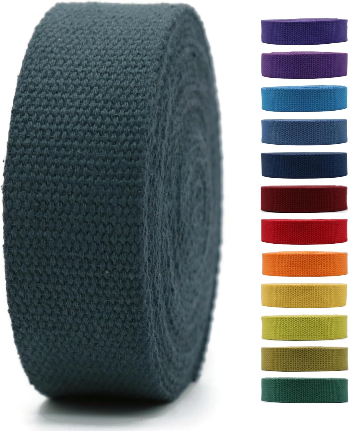 2" &amp; 1.5'' &amp; 1" Cotton Webbing - 5 Yards - 50+ Colors -100% Natural Cotton - Turkish Woven - Heavy Duty 1 Inch 1.5 Inch 2 Inch Canvas Webbing for Sewing Straps Bags Climbing Indoors Craft DIY 11545…