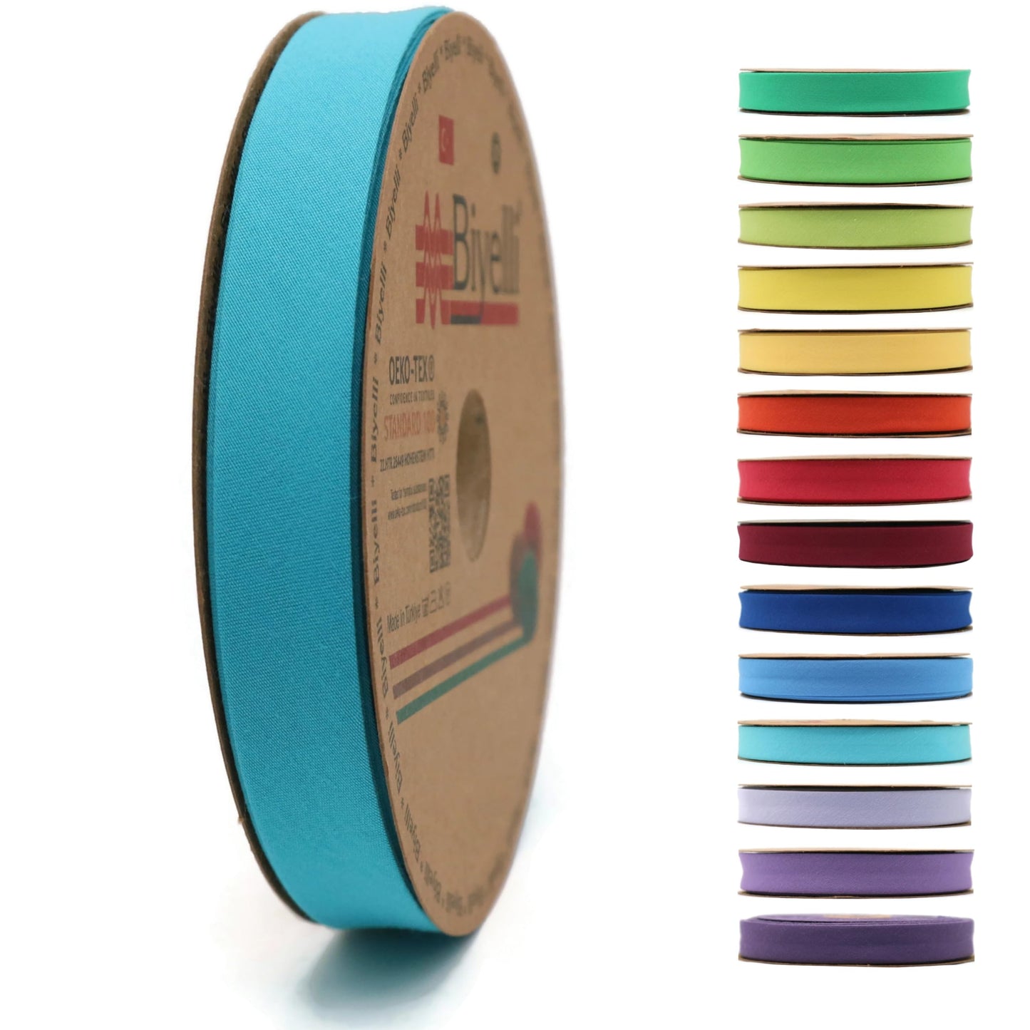Cotton Fold Bias Tape - 3/4 Inches (20mm) Wide - 27 Yards - 65+ Colors - Single Fold Cotton Fold Bias Binding Tape for Sewing Clothing DIY (35. Dana Blue) D35