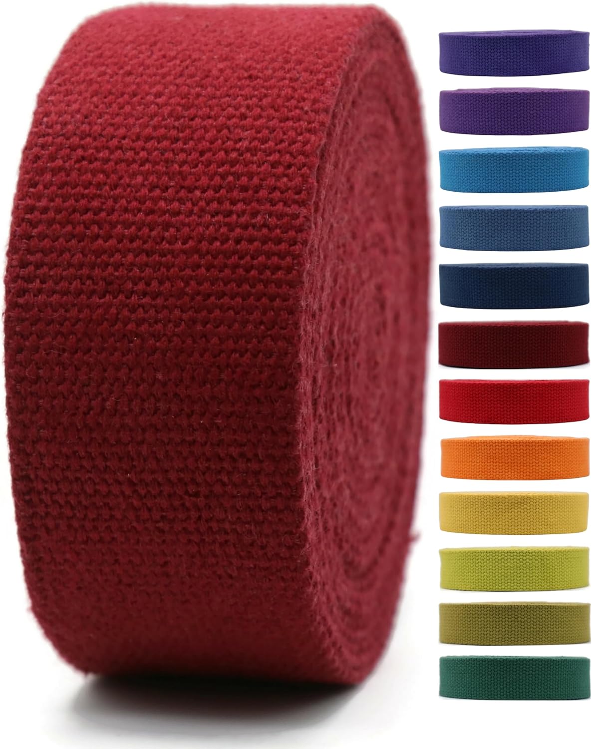 2" & 1.5'' & 1" Cotton Webbing - 5 Yards - 50+ Colors -%100 Natural Cotton - Turkish Weave - Heavy Duty 1 Inch 1.5 Inch 2 Inch Webbing for Sewing Straps Wrapping Climbing Indoors Craft DIY 11185…