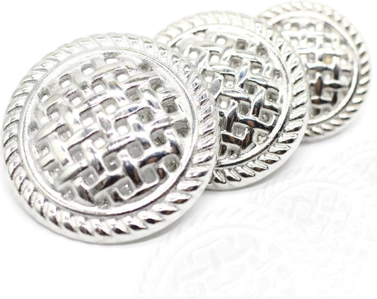 Weave Silver Metal Shank Buttons - 12 Pcs - 3 Size Options - Luxury Weave Metal Shank Buttons for Men Women Blazer Coat Uniform Shirt Suit and Jacket Sewing Craft DIY WE5243…
