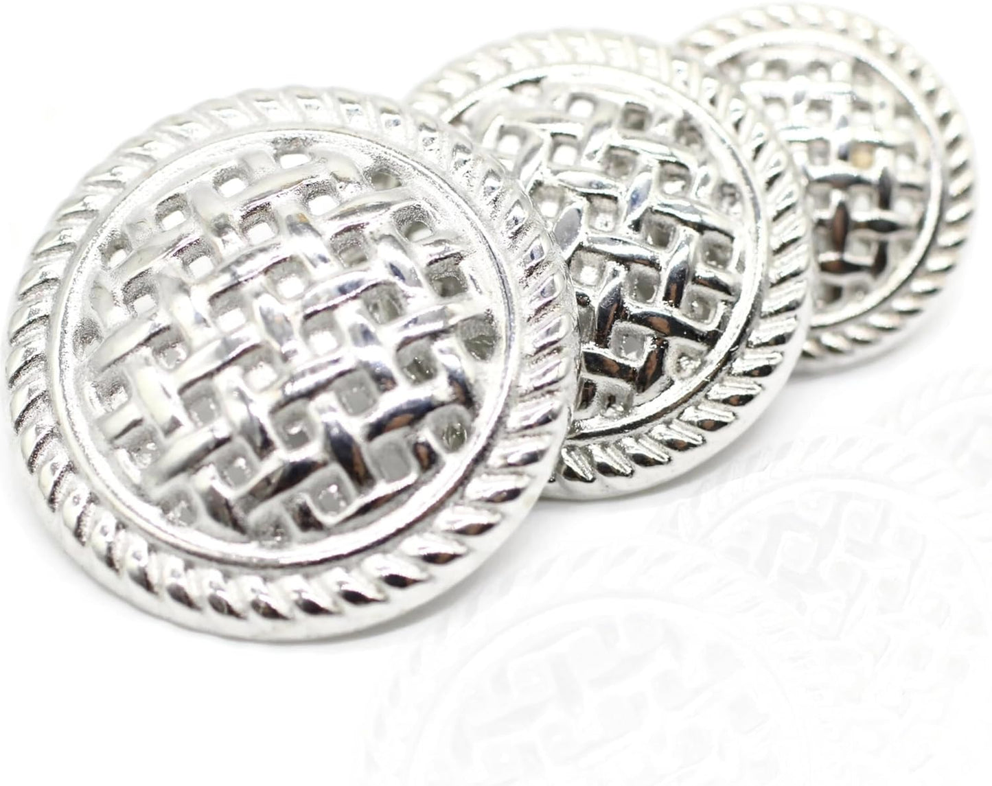 Weave Silver Metal Shank Buttons - 12 Pcs - 3 Size Options - Luxury Weave Metal Shank Buttons for Men Women Blazer Coat Uniform Shirt Suit and Jacket Sewing Craft DIY WE5243…